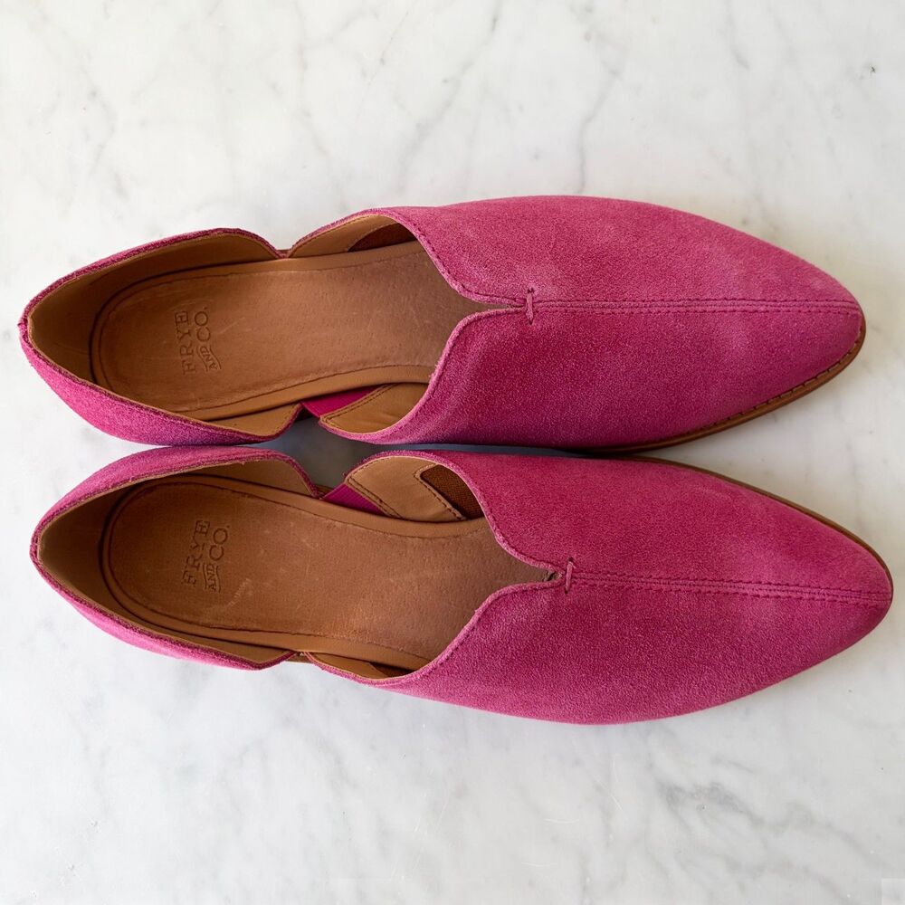 Frye & Co. Fenn Dorsay Flats Women's 9 Magenta Hot Pink Suede Shoes - Picture 7 of 8
